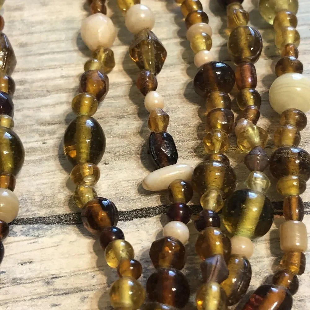 Acrylic Beads Necklace Multi-strand Brown Amber‎ Color 18